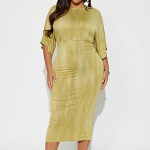 Maize Yellow Midi Dress - Women's Elegant Sheath